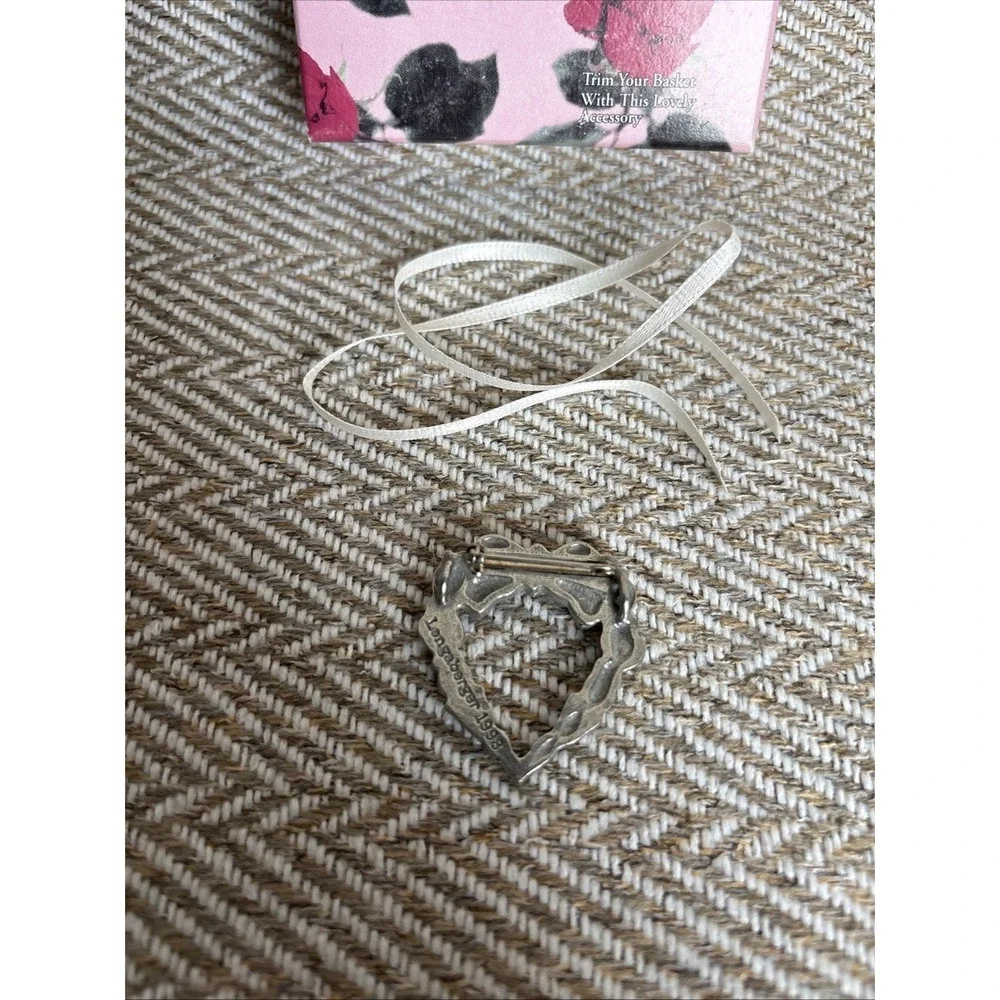 Longaberger Pewter Heart Tie-On/Pin #72761